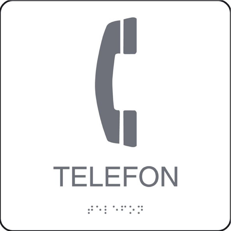 SKYLT 231910 TRIVSEL TELEFON VIT TAKTIL 150X150MM