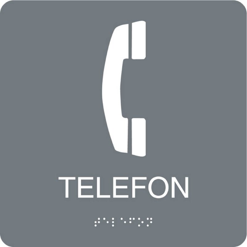 SKYLT 231911 TRIVSEL TELEFON GRÅ TAKTIL 150X150MM
